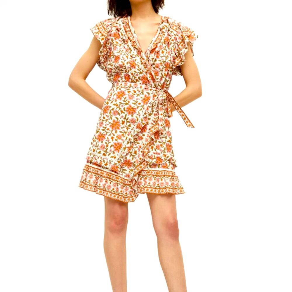 Veronica Beard ,Mikhail Floral Mini Wrap Dress, Sz 10